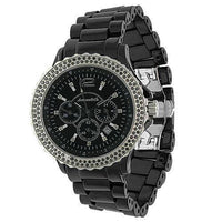 Thumbnail for Avianne&Co Mens Ceramic Stainless Steel Black Chrono Black Diamond Watch 1.32 Ctw