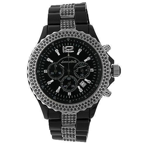 Avianne&Co Mens Ceramic Stainless Steel Black Chrono Black Diamond Watch 3.83 Ctw