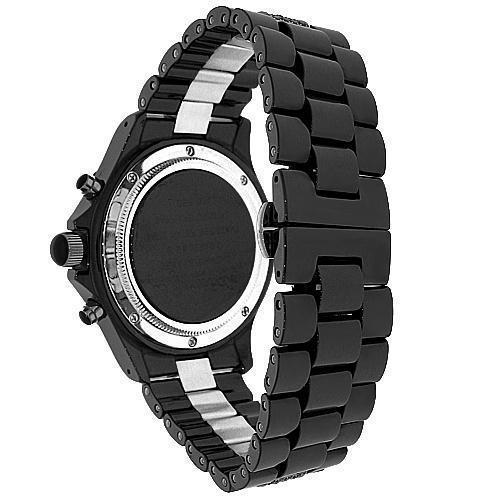 Avianne&Co Mens Ceramic Stainless Steel Black Chrono Black Diamond Watch 3.83 Ctw