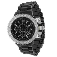 Thumbnail for Avianne&Co Mens Ceramic Stainless Steel Black Chrono Diamond Watch 1.32 Ctw