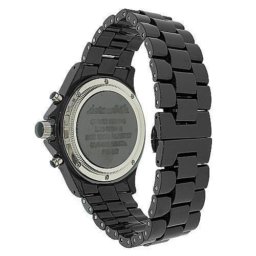 Avianne&Co Mens Ceramic Stainless Steel Black Chrono Diamond Watch 1.32 Ctw