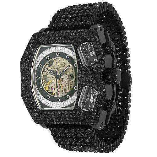 Avianne&Co. Mens Jamison Collection Black Diamond Watch 14.50 Ctw