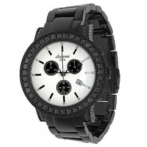 Avianne&Co Mens King Collection Diamond PVD Watch 9.52 Ctw
