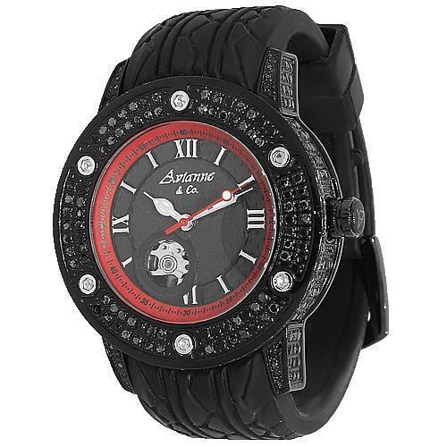 Avianne&Co Mens Steel Tourbillon PVD Plated Diamond Watch