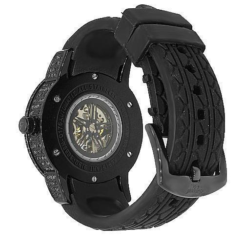 Avianne&Co Mens Steel Tourbillon PVD Plated Diamond Watch