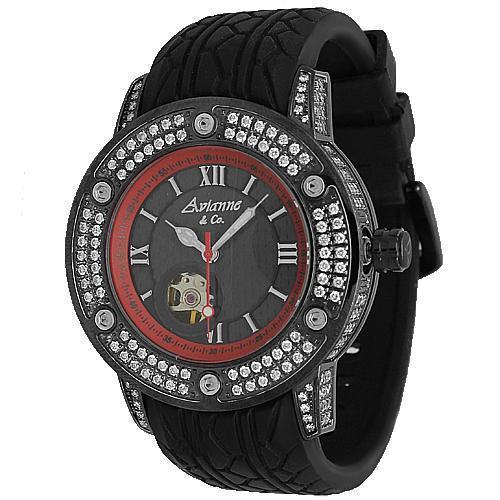 Avianne&Co Mens Steel Tourbillon PVD Plated Diamond Watch