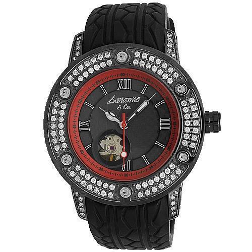 Avianne&Co Mens Steel Tourbillon PVD Plated Diamond Watch