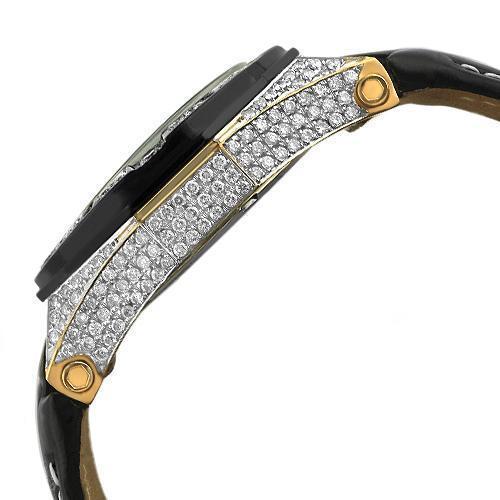 Avianne&Co Octavian Collection Mens White Steel Diamond Watch 6.50 Ctw