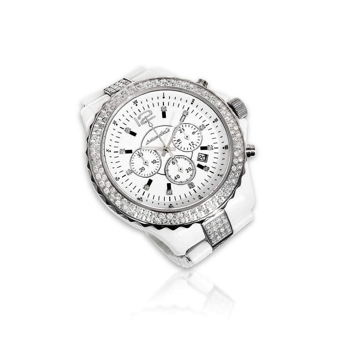 White ceramic diamond watch Clearance