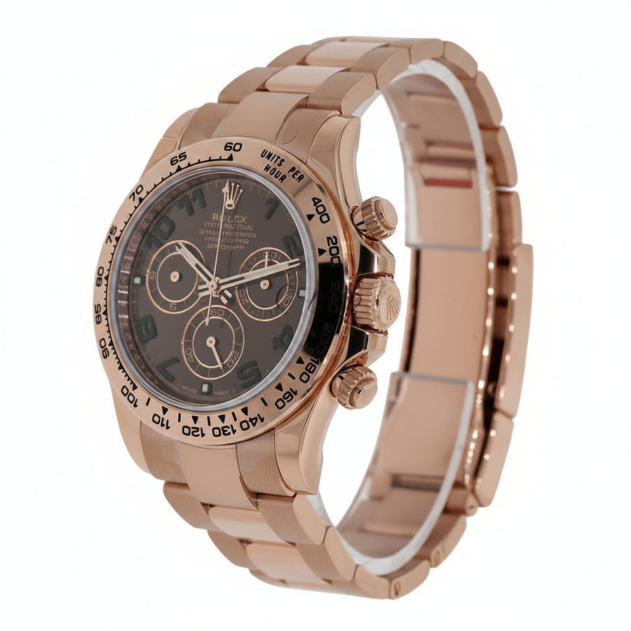 Rolex Daytona Rose Gold Chocolate Arabic Dial Watch 116505