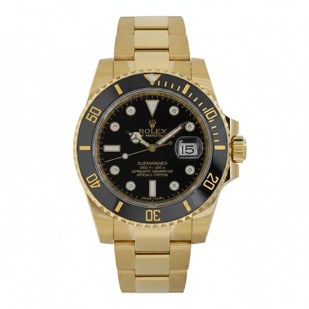 Rolex Submariner 40MM Date Black Dial 18K Yellow Gold Watch 116618LN