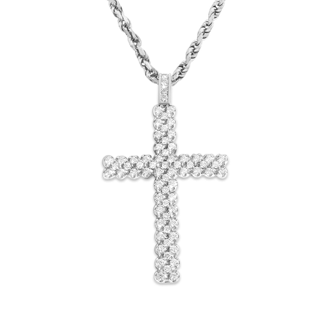 White Gold & Diamond Cross Pendant