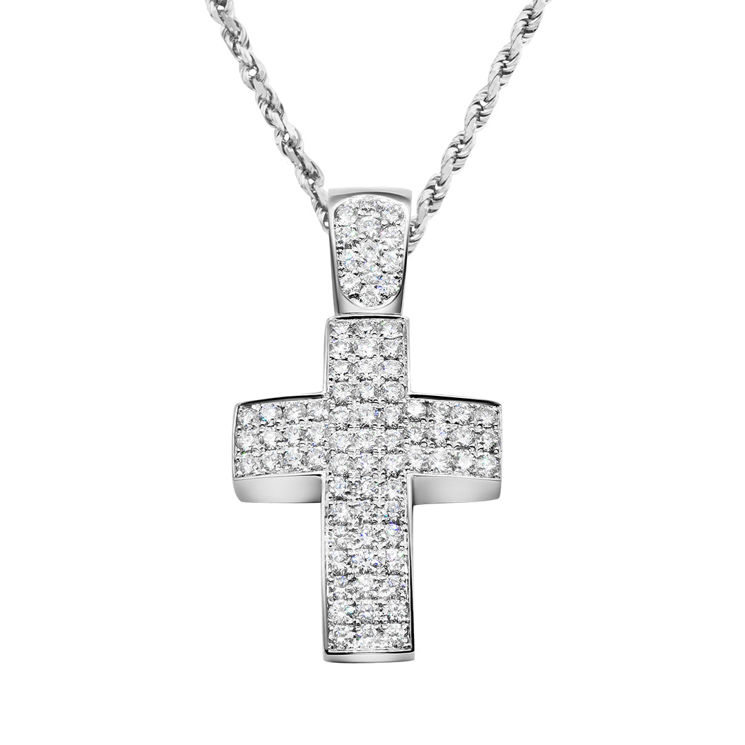 White Gold & Diamond Cross Pendant