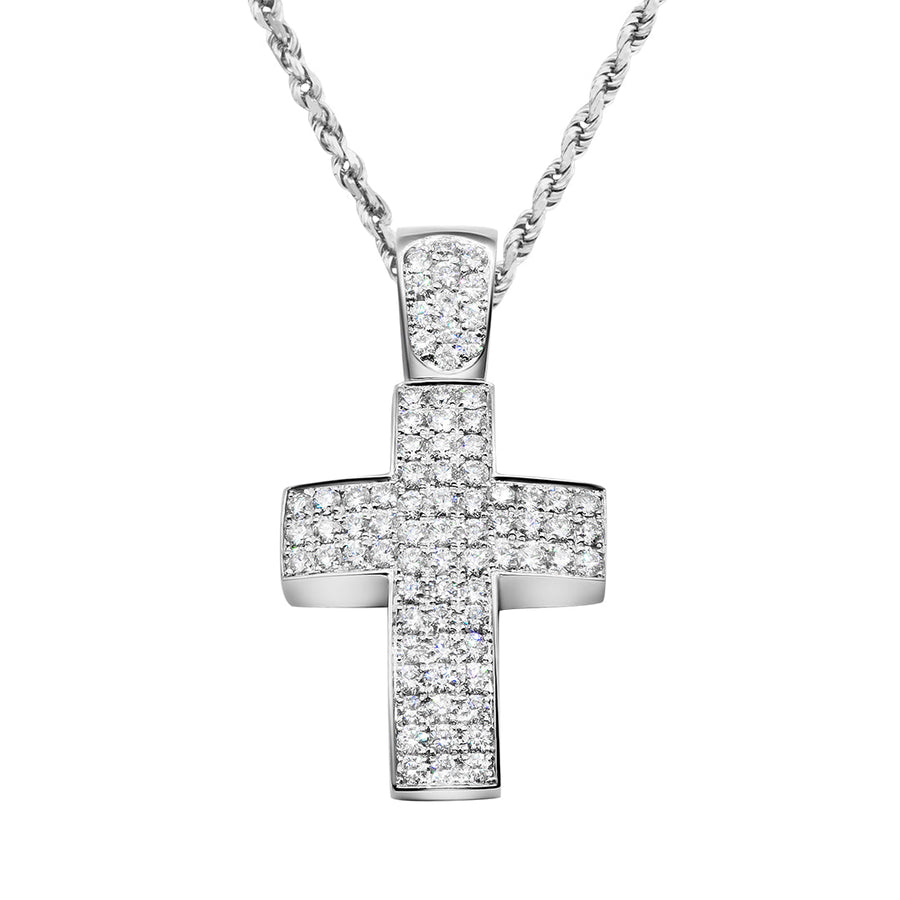 White Gold & Diamond Cross Pendant