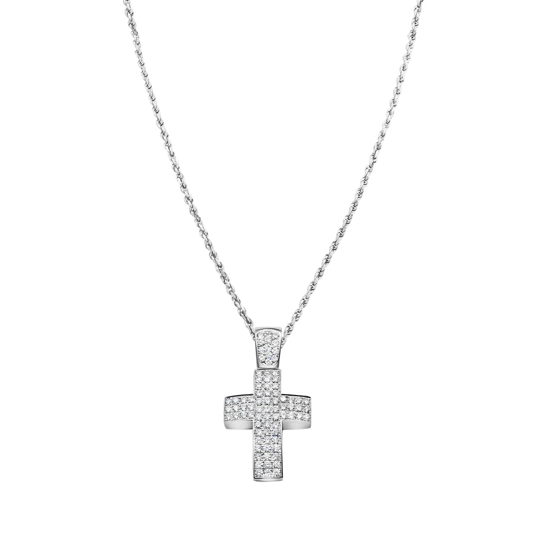 White Gold & Diamond Cross Pendant