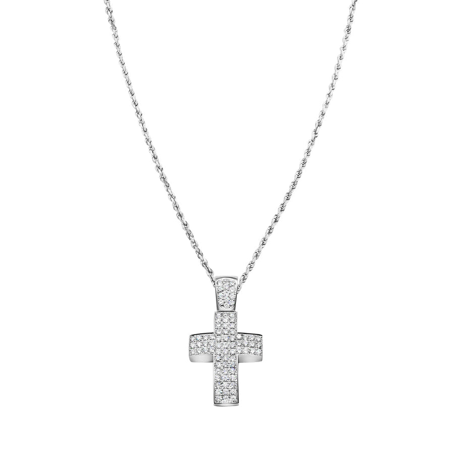 White Gold & Diamond Cross Pendant