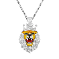 Thumbnail for White Gold & Diamond Lion Face Pendant