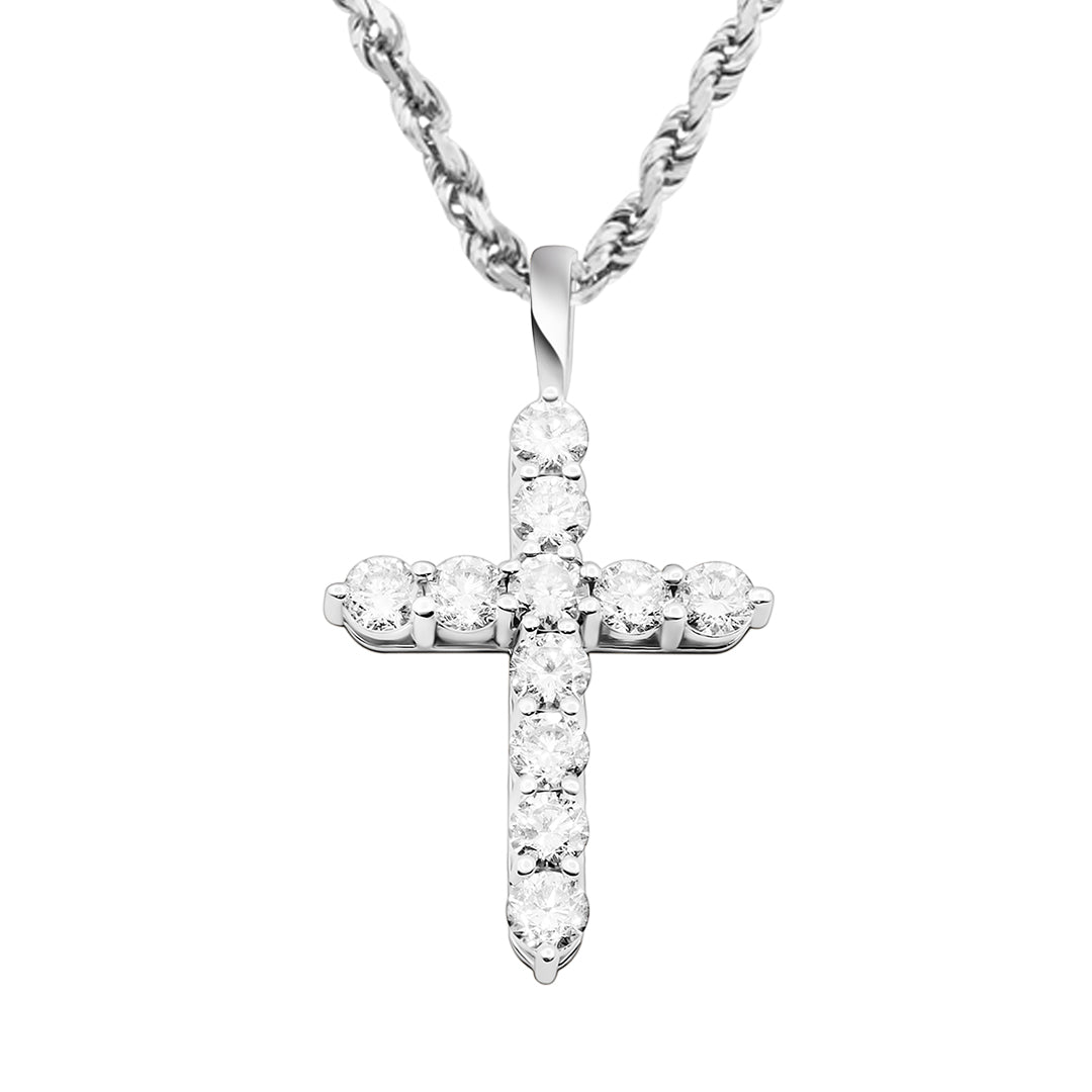 White Gold & Diamonds Cross Pendant