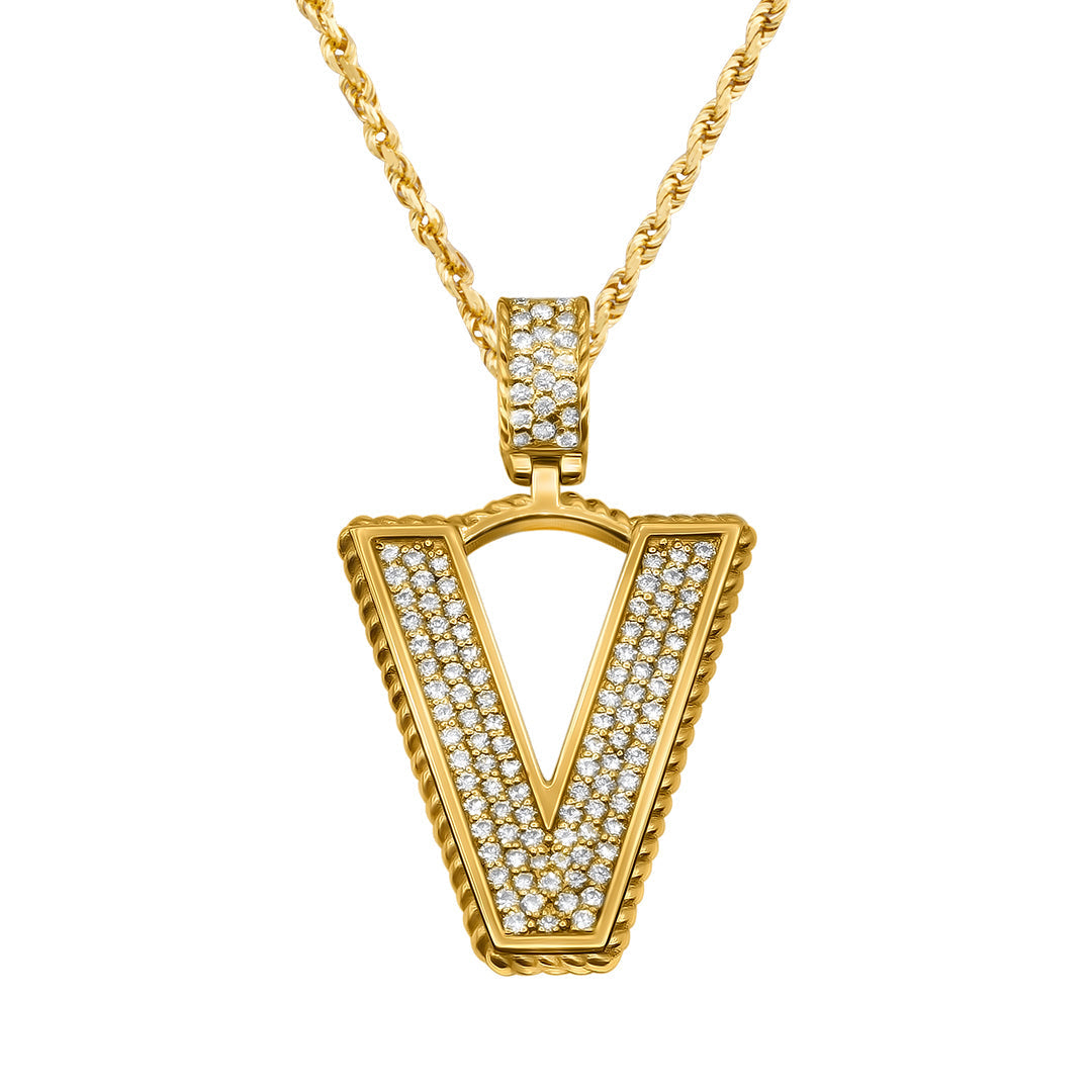 14K Yellow Gold Initial V Necklace