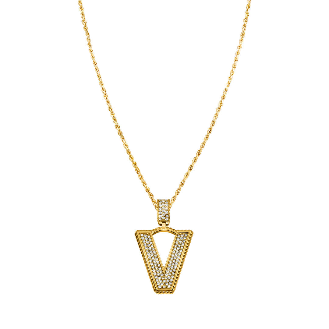 Buy Tipsyfly White, Crystal & Gold Initial Necklace - V Online