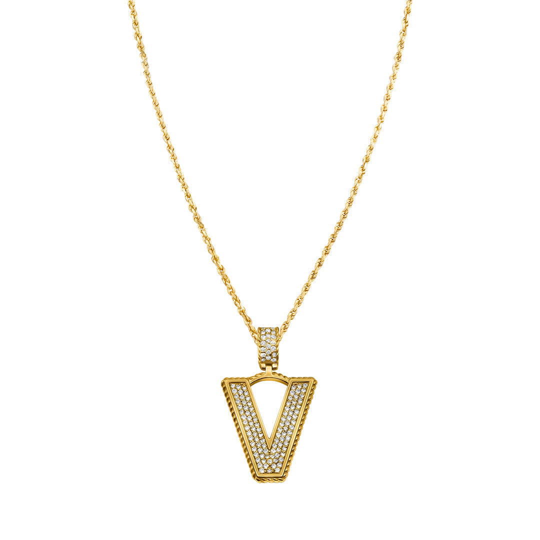 Alphabet V Pendant Necklace Gold Initial Necklace Elegant V Letter