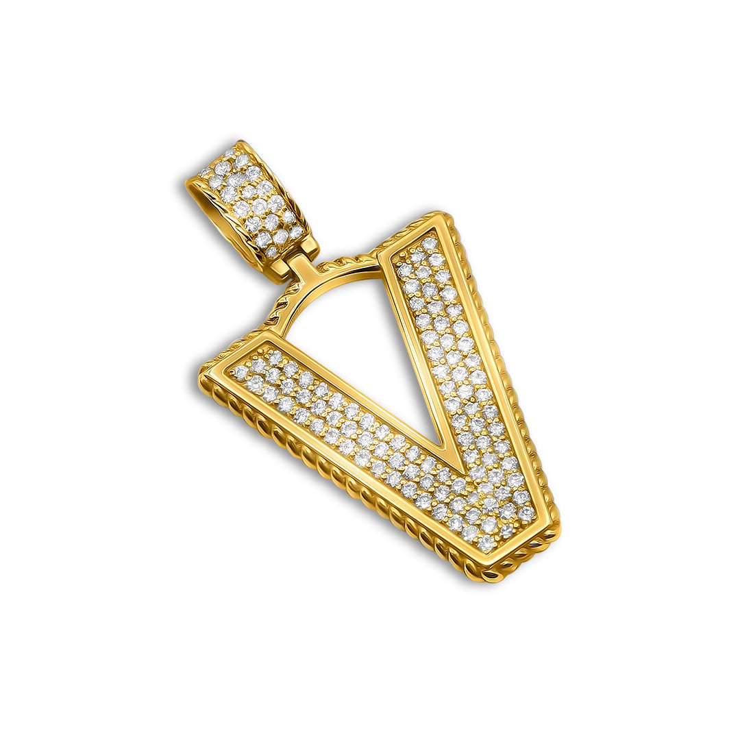 Yellow Gold & Diamond Letter "V" Pendant