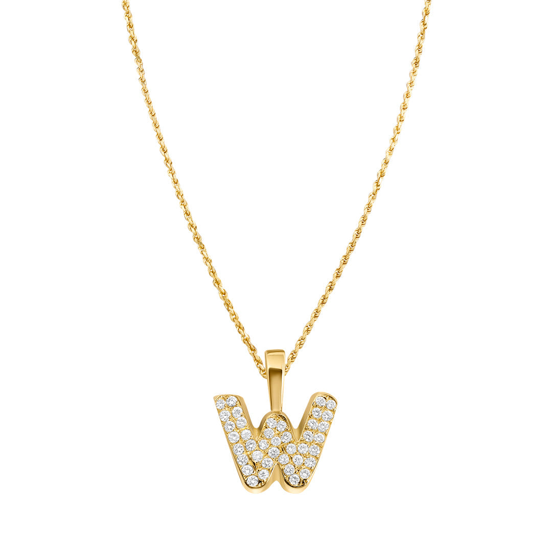 Yellow Gold & Diamond Letter "W" Pendant