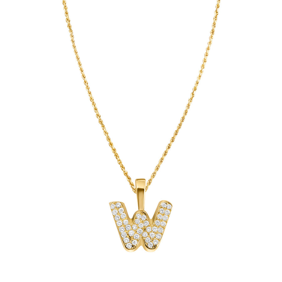Yellow Gold & Diamond Letter "W" Pendant