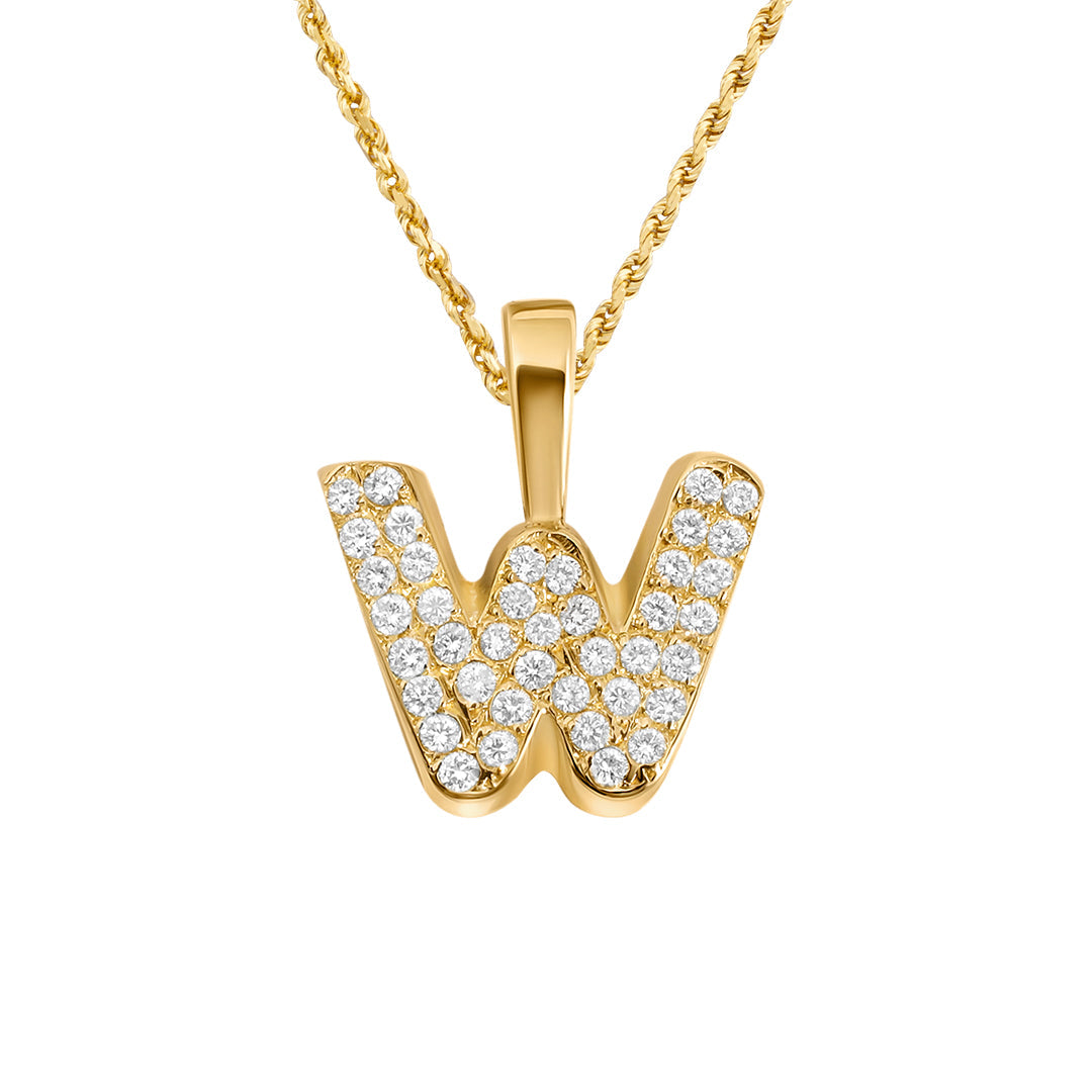 Yellow Gold & Diamond Letter "W" Pendant