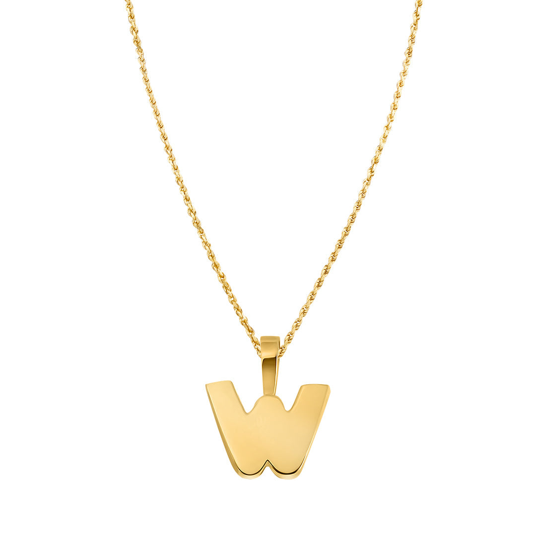 Yellow Gold & Diamond Letter "W" Pendant