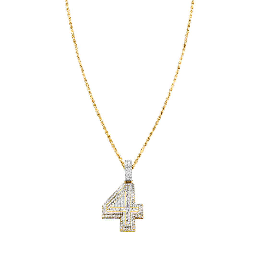 Yellow Gold & Diamonds "Number 4 Pendant"